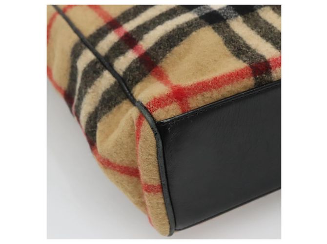 Burberry Nova Check Blue Label Tote Bag aus Wolle Beige Silber Authentisch 121808 - Ansicht 13