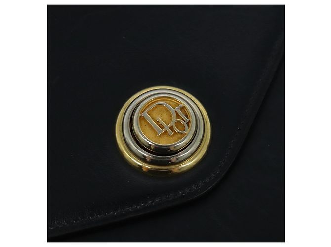 Borsa a spalla Christian Dior in pelle nera e oro Auth BA1601 Nero D'oro - vista 14