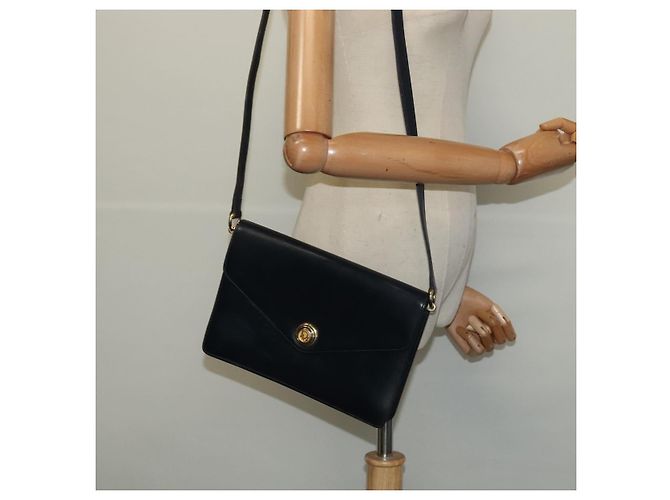 Borsa a spalla Christian Dior in pelle nera e oro Auth BA1601 Nero D'oro - vista 22