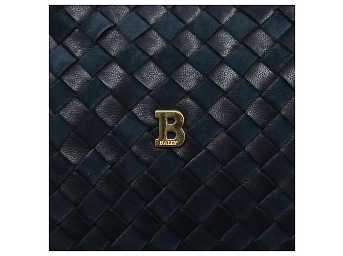 Borsa a Spalla BALLY in Pelle Blu Navy Oro Auth BA1693 D'oro - vista 14