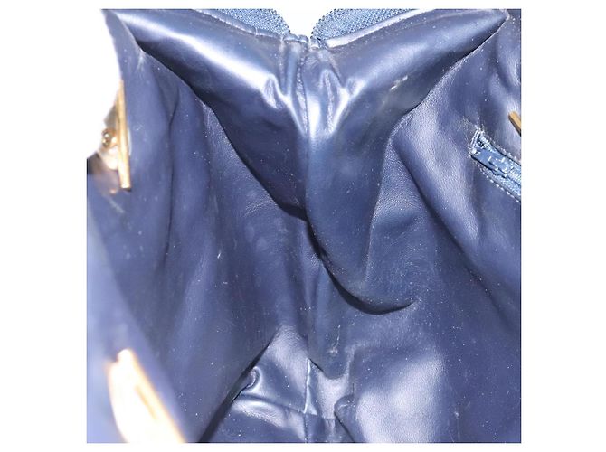 Borsa a Spalla BALLY in Pelle Blu Navy Oro Auth BA1693 D'oro - vista 19