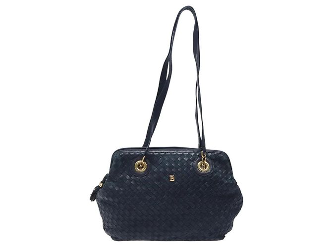Borsa a Spalla BALLY in Pelle Blu Navy Oro Auth BA1693 D'oro - vista 2