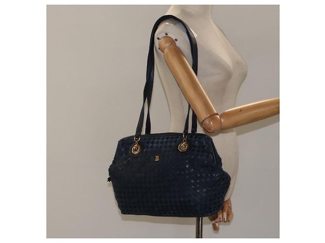 Borsa a Spalla BALLY in Pelle Blu Navy Oro Auth BA1693 D'oro - vista 21