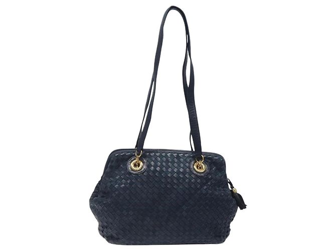 Borsa a Spalla BALLY in Pelle Blu Navy Oro Auth BA1693 D'oro - vista 3