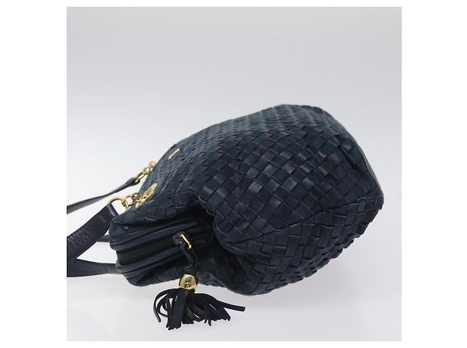 Borsa a Spalla BALLY in Pelle Blu Navy Oro Auth BA1693 D'oro - vista 5