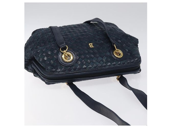 Borsa a Spalla BALLY in Pelle Blu Navy Oro Auth BA1693 D'oro - vista 6