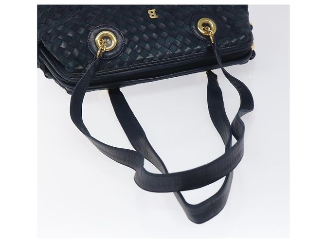 Borsa a Spalla BALLY in Pelle Blu Navy Oro Auth BA1693 D'oro - vista 7