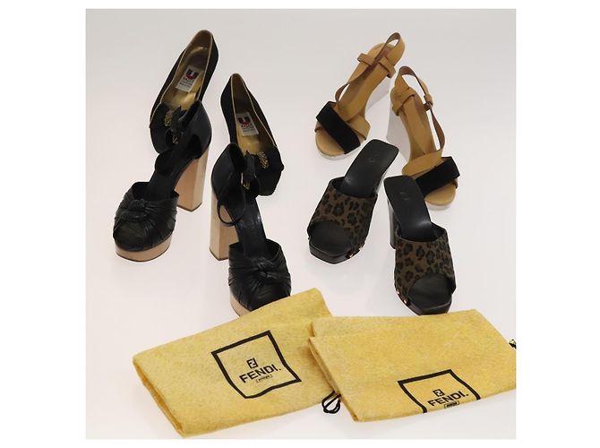 BALLY Fendi Chloe Sandali in Pelle 4Set Bianco Nero Marrone Auth ti3052 - vista 18