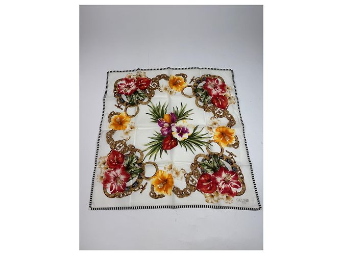Céline Vintage Celine Blumen-Schal Mehrfarben - Ansicht 7