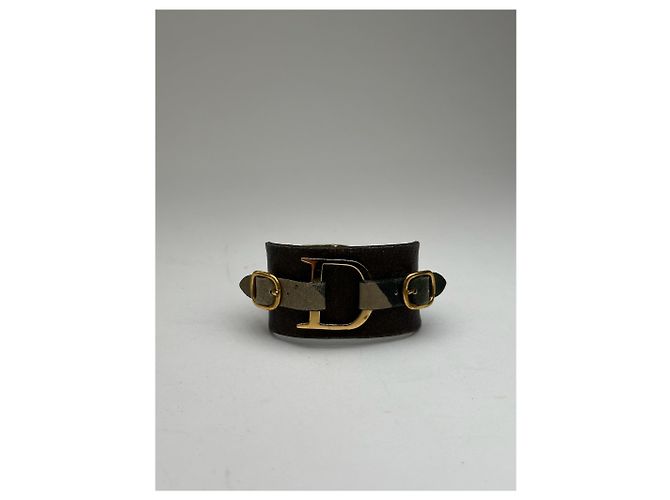 Bracciale in pelle vintage Dior nero e rosso - vista 10