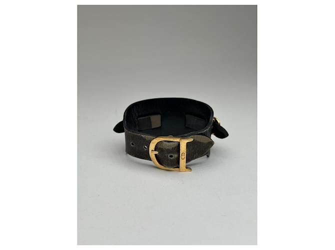 Bracciale in pelle vintage Dior nero e rosso - vista 2