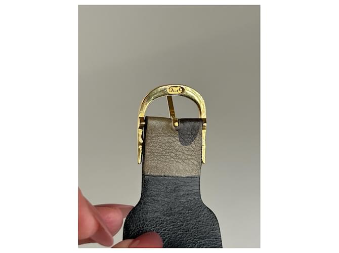 Bracciale in pelle vintage Dior nero e rosso - vista 4