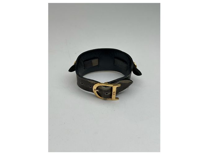 Bracciale in pelle vintage Dior nero e rosso - vista 5
