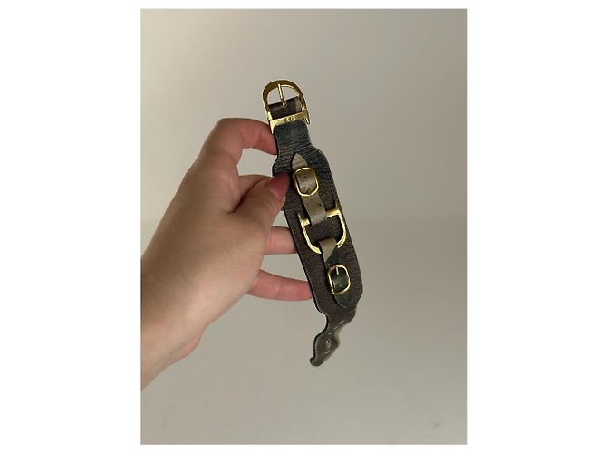 Bracciale in pelle vintage Dior nero e rosso - vista 7