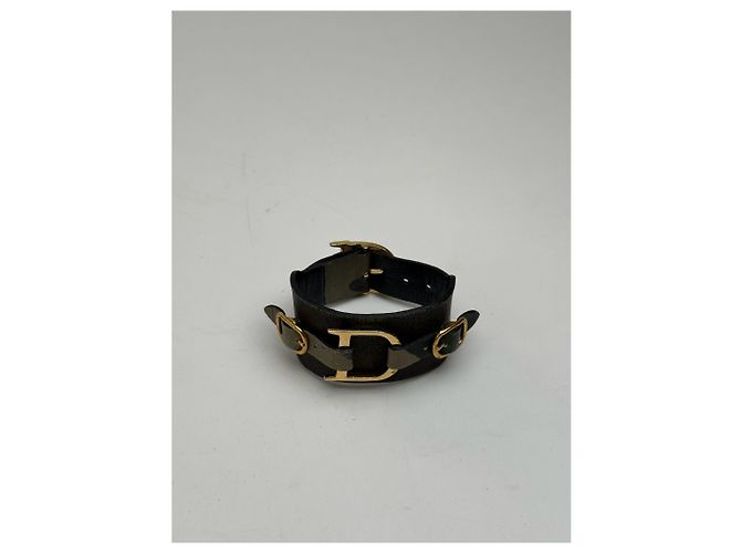 Bracciale in pelle vintage Dior nero e rosso - vista 9