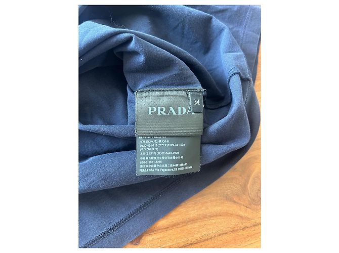 T-shirt Prada Blu Navy in Cotone con Logo - vista 5