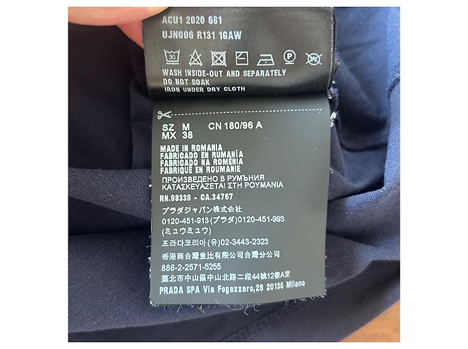 T-shirt Prada Blu Navy in Cotone con Logo - vista 6