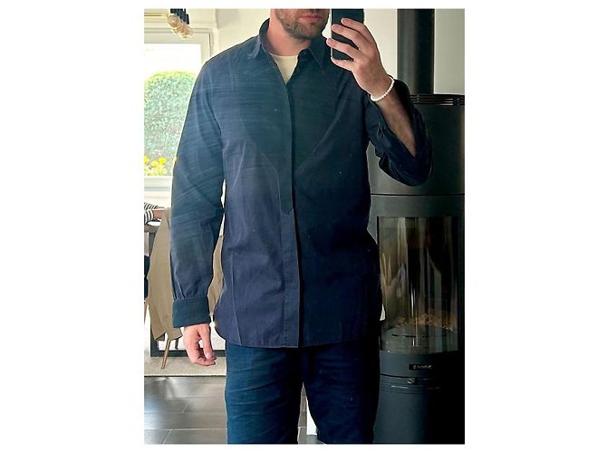 Camicia Louis Vuitton in cotone blu navy Taglia L - vista 13