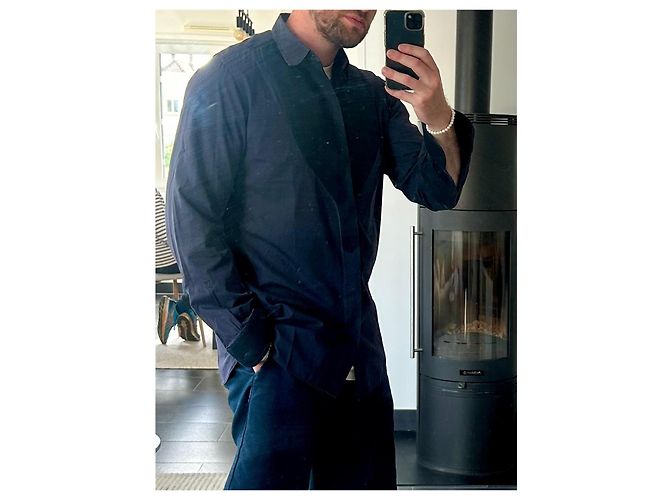 Camicia Louis Vuitton in cotone blu navy Taglia L - vista 14