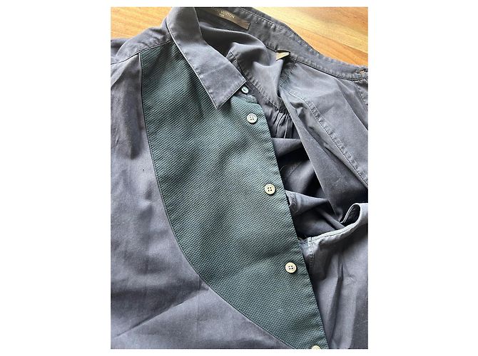 Camicia Louis Vuitton in cotone blu navy Taglia L - vista 8