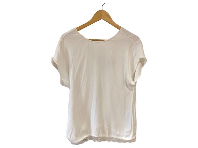 Autre Marque Twinest Satinbluse mit Spitze Weiß - Ansicht 2
