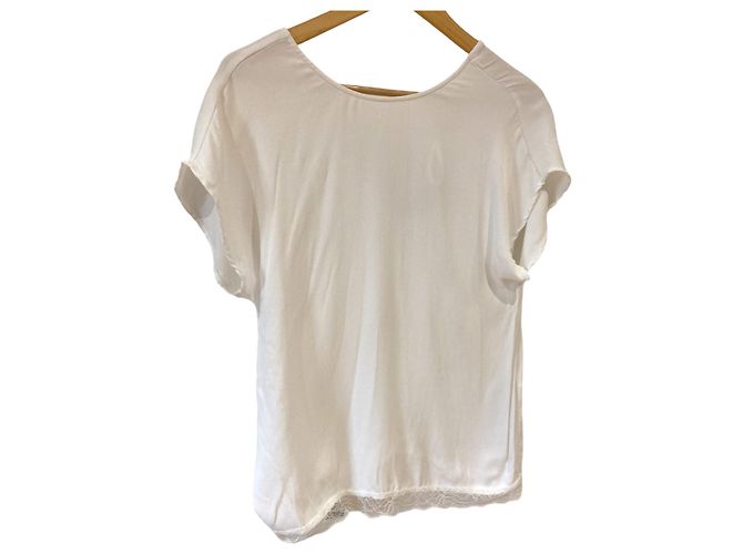Autre Marque Twinest Satinbluse mit Spitze Weiß - Ansicht 3