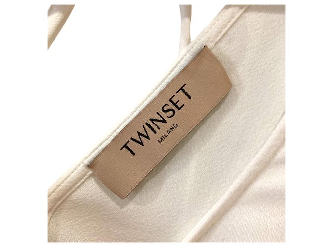 Autre Marque Twinest Satinbluse mit Spitze Weiß - Ansicht 4