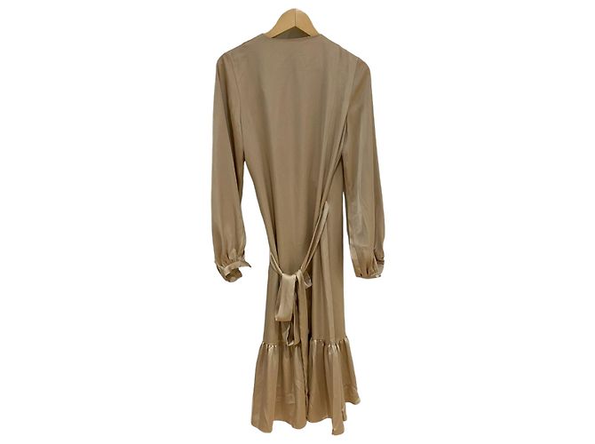 Autre Marque AMY LYNN Langarm-Midi-Wickelkleid S Beige - Ansicht 5