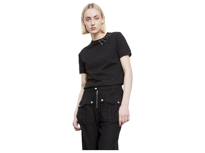 The Kooples Camiseta de algodón negra con pines S Negro - vista 2