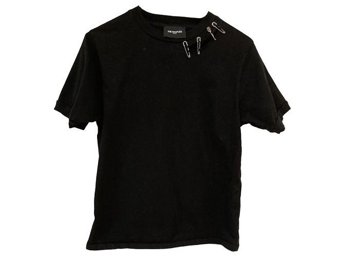 The Kooples Camiseta de algodón negra con pines S Negro - vista 3
