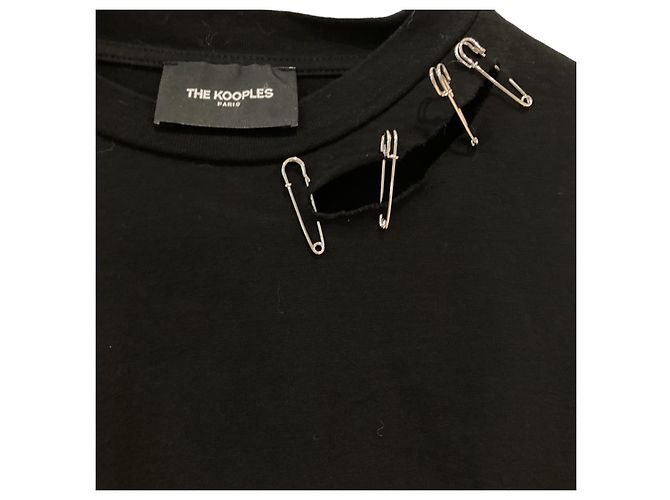 The Kooples Camiseta de algodón negra con pines S Negro - vista 4