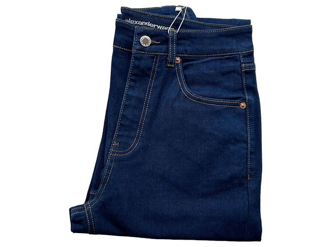 Mid-Rise Straight-Leg-Jeans aus Denim von Alexander Wang US 28 Marineblau - Ansicht 5
