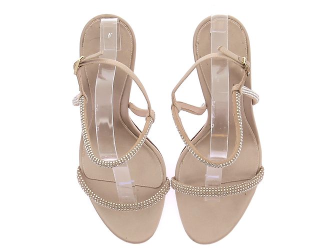 Giorgio Armani Tacchi beige con strass Marrone - vista 6