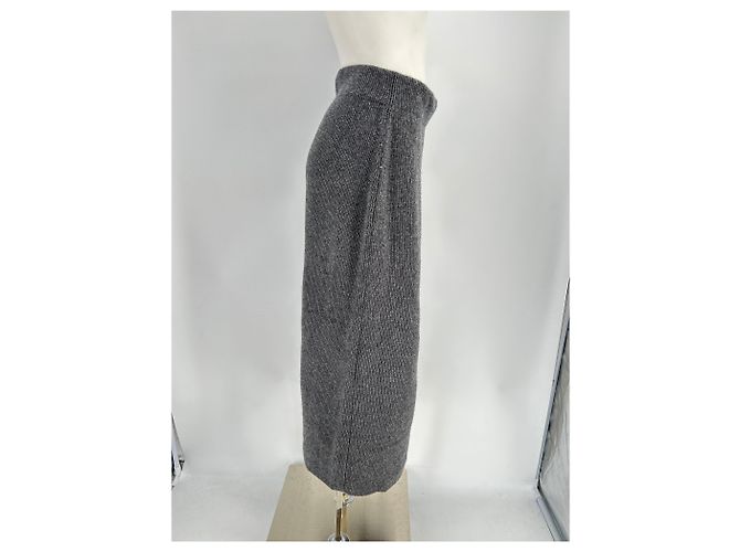 Falda larga de lana gris Massimo Dutti - vista 3