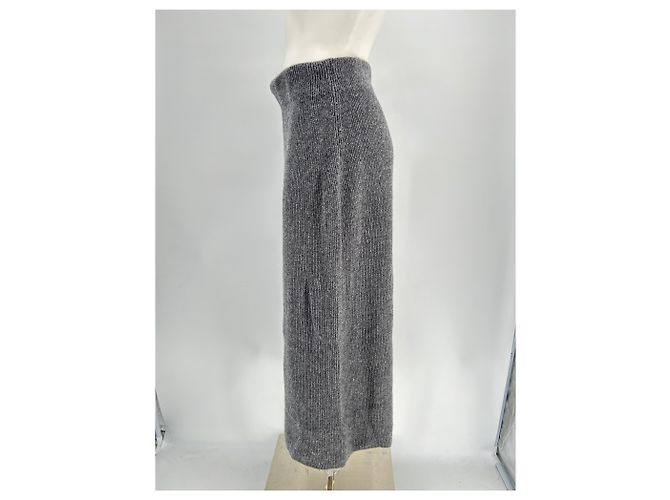 Falda larga de lana gris Massimo Dutti - vista 4
