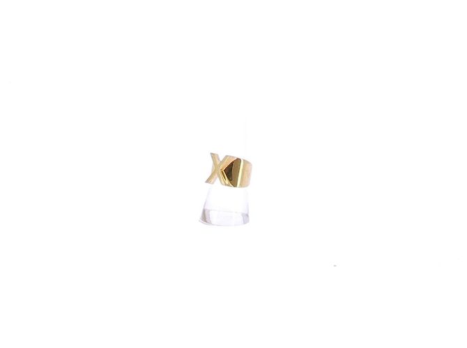 Chloé X initial gold plated metal ring - view 5