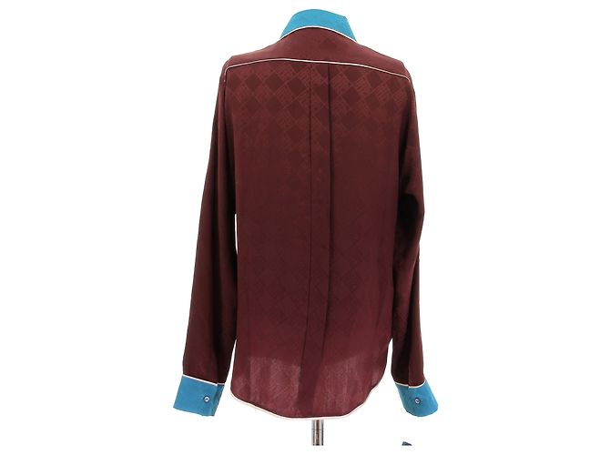 Pierre Louis Mascia Camisa de seda burdeos - vista 2