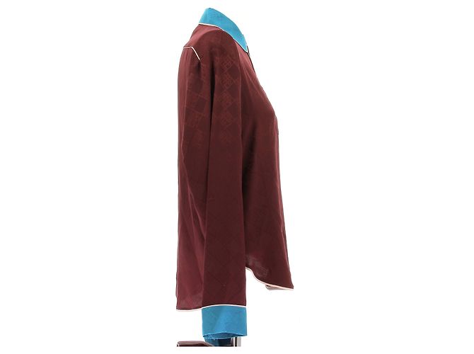 Pierre Louis Mascia Camisa de seda burdeos - vista 3
