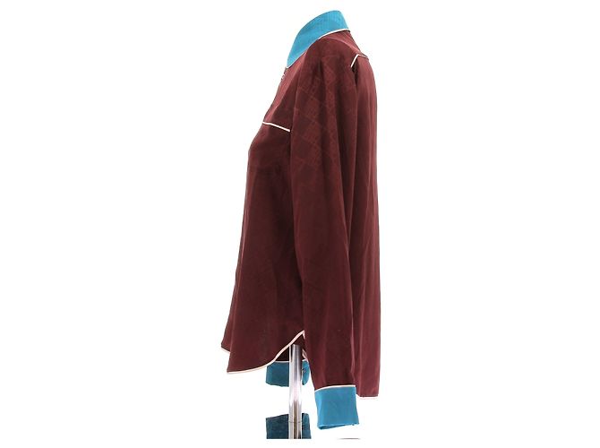 Pierre Louis Mascia Camisa de seda burdeos - vista 4