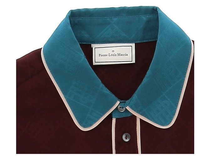 Pierre Louis Mascia Camisa de seda burdeos - vista 5