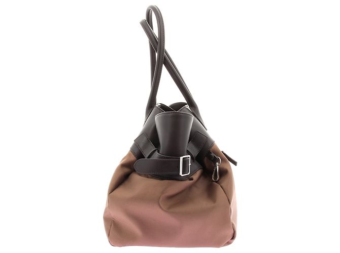 The row Borsa bimaterica "Margaux" Marrone - vista 4