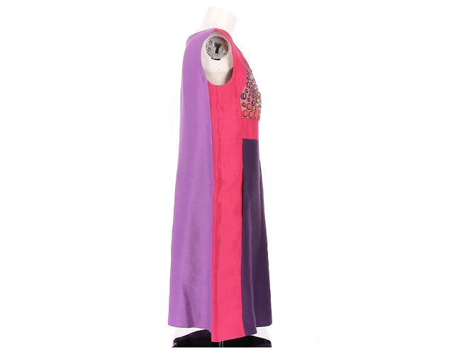 Alberta Ferretti Bicolor Kurzes Kleid mit Strass Pink - Ansicht 3