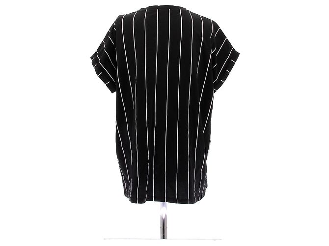 Camiseta a rayas Balmain negra de algodón Negro - vista 2
