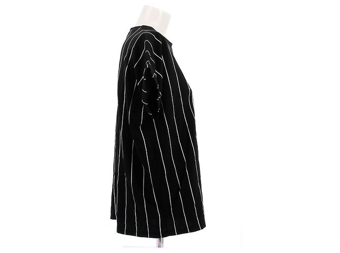 Camiseta a rayas Balmain negra de algodón Negro - vista 3