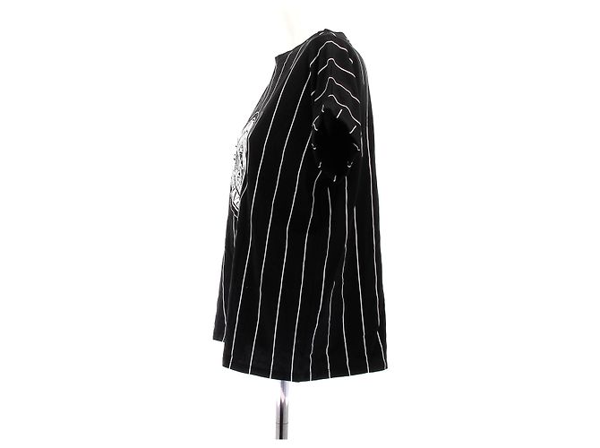 Camiseta a rayas Balmain negra de algodón Negro - vista 4