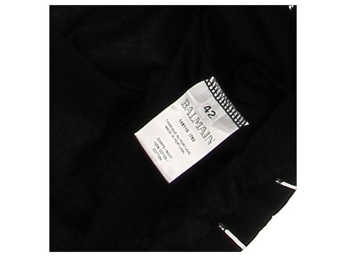 Camiseta a rayas Balmain negra de algodón Negro - vista 5