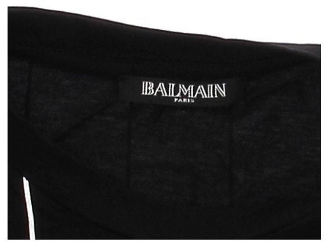Camiseta a rayas Balmain negra de algodón Negro - vista 6