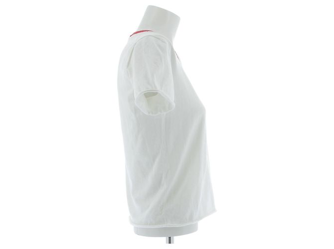 Camiseta blanca de algodón con cuello rojo The Row Blanco - vista 3