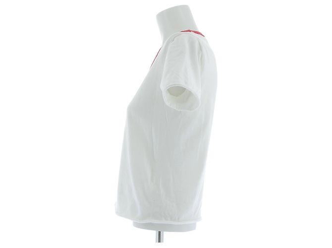 Camiseta blanca de algodón con cuello rojo The Row Blanco - vista 4
