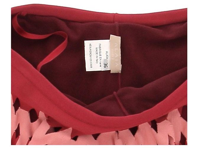 Falda corta de encaje roja y rosa Alaïa - vista 5